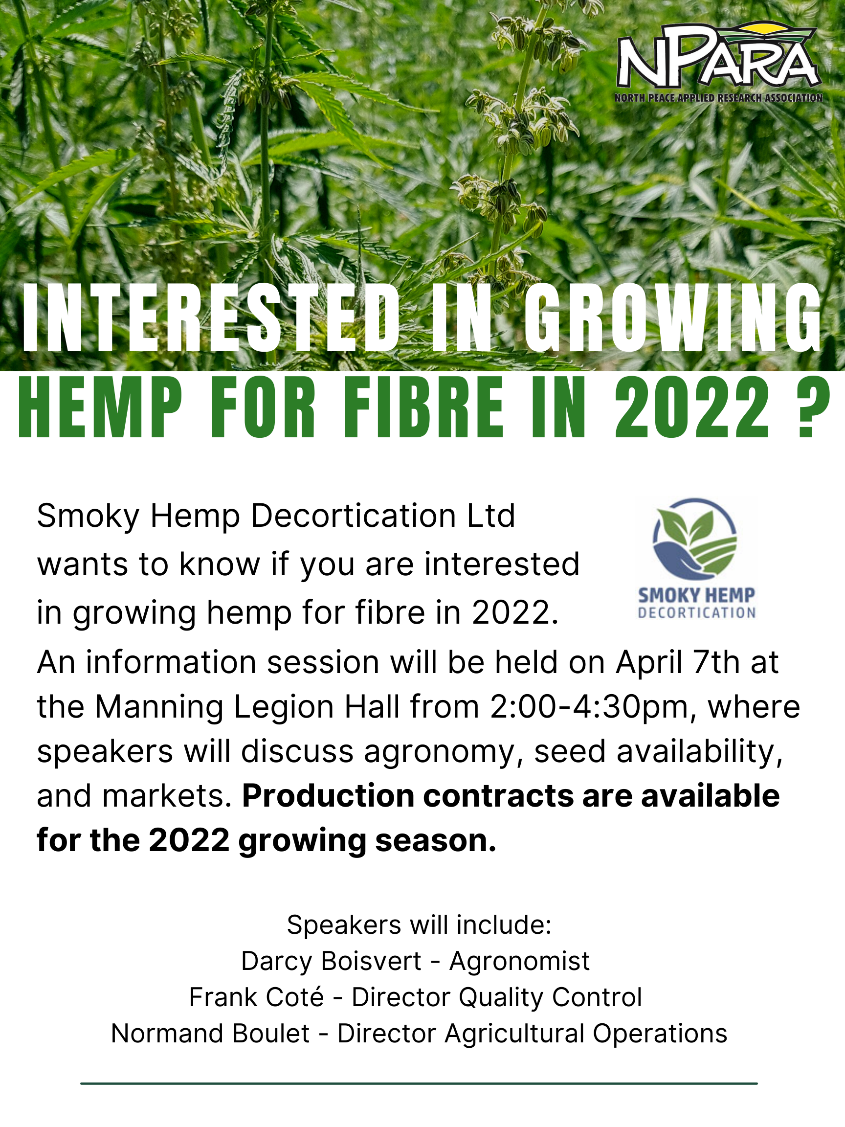 Smokey Hemp Decortication Ltd -Producer Information Session